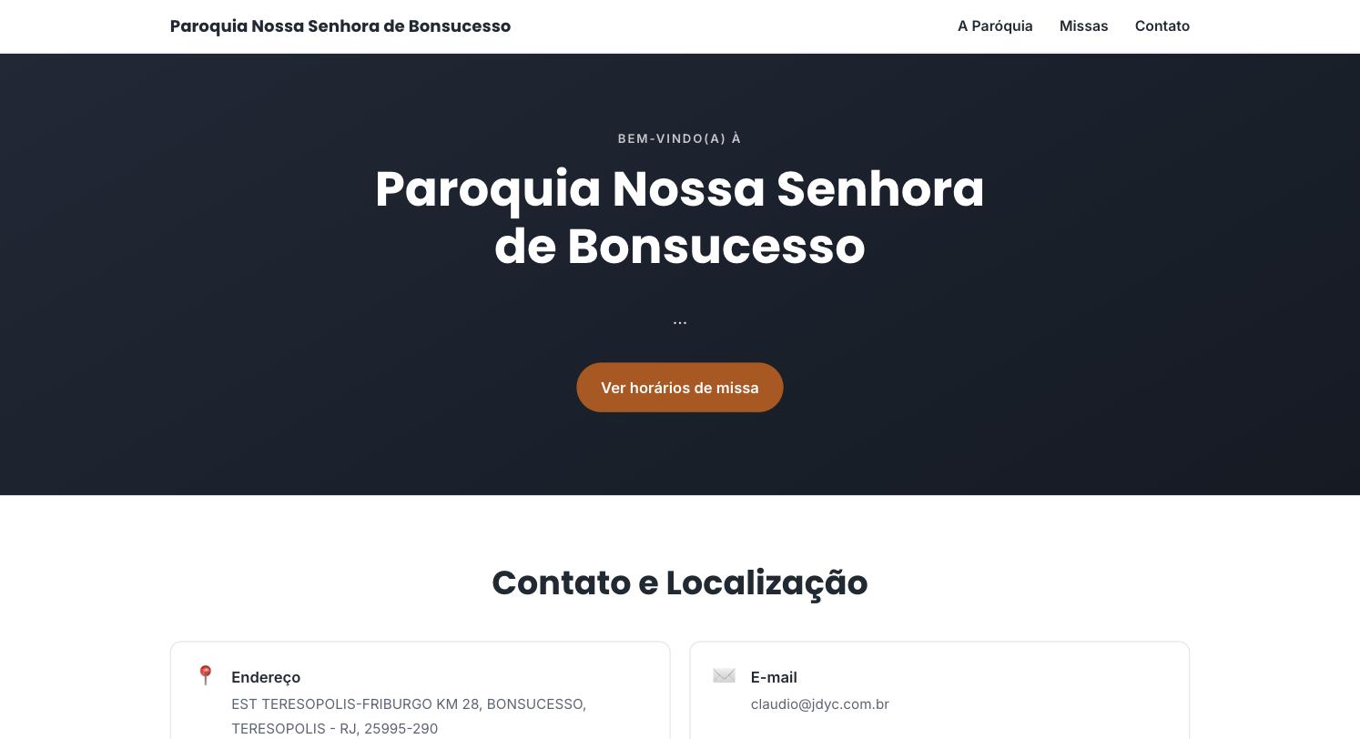 Site da Paróquia Nossa Senhora de Bonsucesso, Teresópolis-RJ